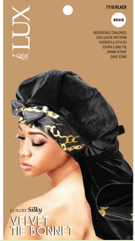 QFITT LUX BRAID LUXURY SILKY VELVET TIE BONNET