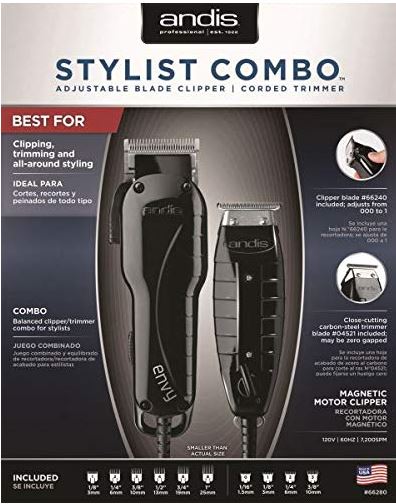 ANDIS STYLIST COMBO CLIPPER & TRIMMER COMBO KIT, HIGH SPEED WHISTER QUIET MAGNETIV MOTORS