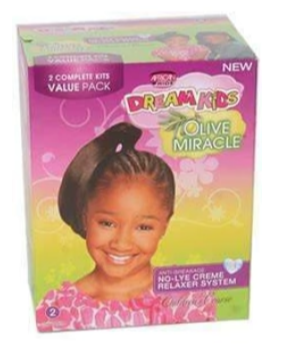 African Pride Dream Kids Olive Miracle No Lye Creme Relaxer 4 Touch Ups Kit Coarse