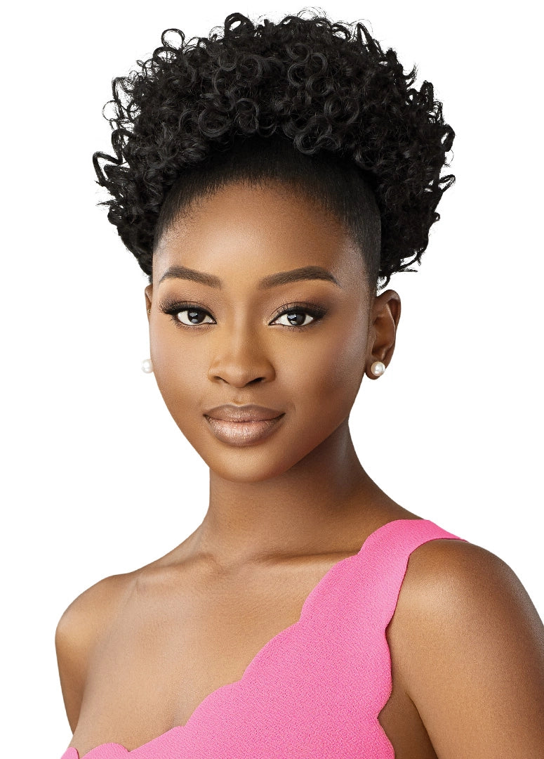 OUTRE PRETTY QUICK DRAWSTRING PONYTAIL- CURLY PUFF- FRONT