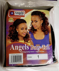Thumbnail for Packaging of Angels Pony-Tail hair product with a woman's face on the label.