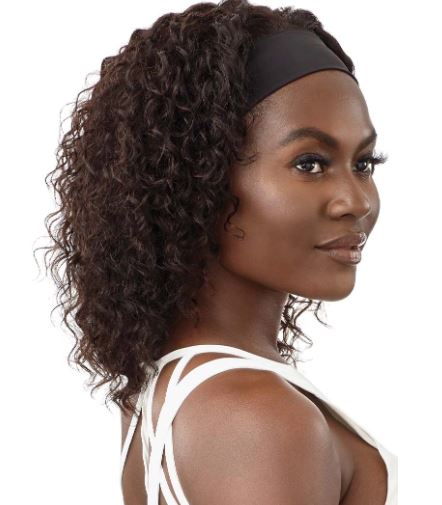 OUTRE  UNPROCESSED 100% HUMAN HAIR HEADBAND WIG HH-W&W DEEP WAVE 14", SIDE VIEW