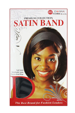 DONNA  Large Satin Head Band - black