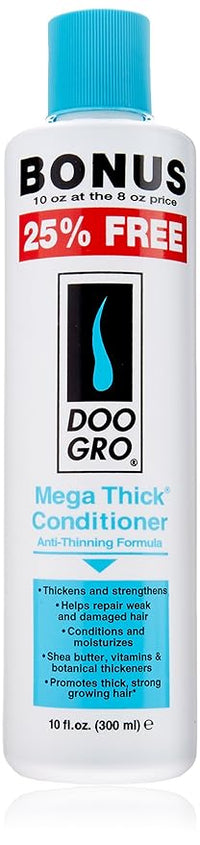 Thumbnail for Doo Gro Mega Thick Conditioner bottle with blue cap and white label on a light gray background