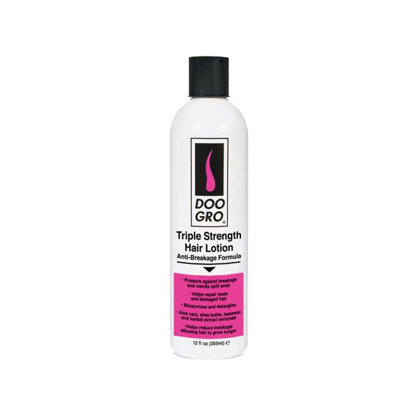 Bottle of Doo Gro Triple Strength Hair Lotion on a white background