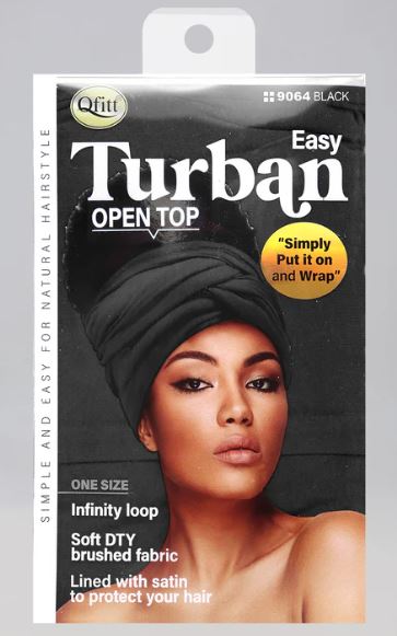 QFITT EASY OPEN TURBAN LINED WITH SATIN [BLACK]