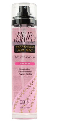 Thumbnail for A bottle of EBIN Braid Formula Refreshing Fine Mist with a spray nozzle, in a pink and clear color scheme.