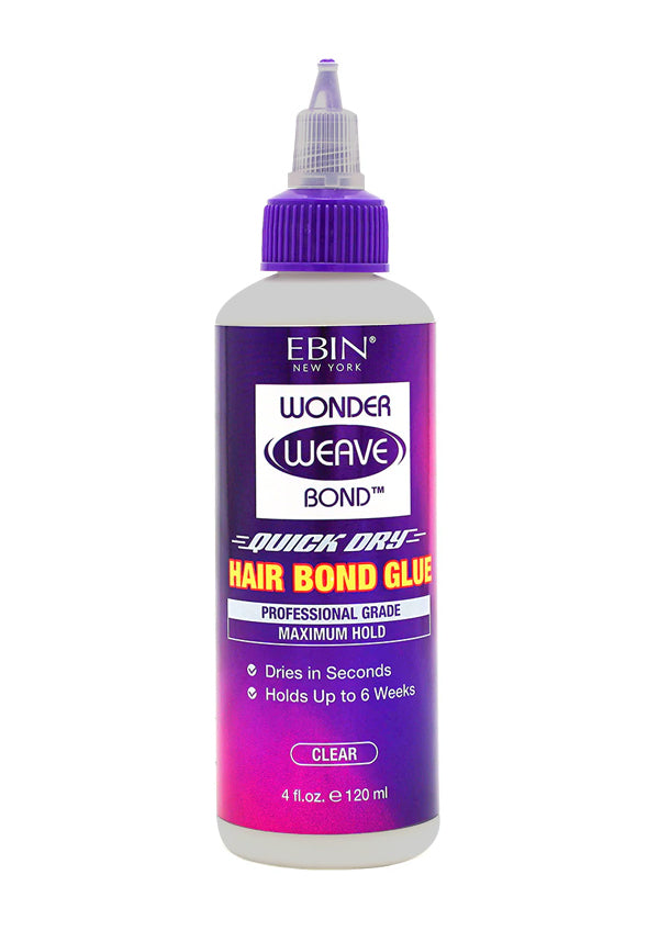 Bottle of Ebin Wonder Weave Bond hair bond glue on a white background