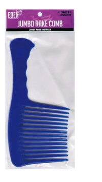 Thumbnail for A blue jumbo rake comb in its original retail packaging, featuring a purple and white header card with the brand name Eden.