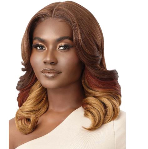 OUTRE LACE FRONT SYNTHETIC WIG - ELINA, SIDE VIEW BROWN