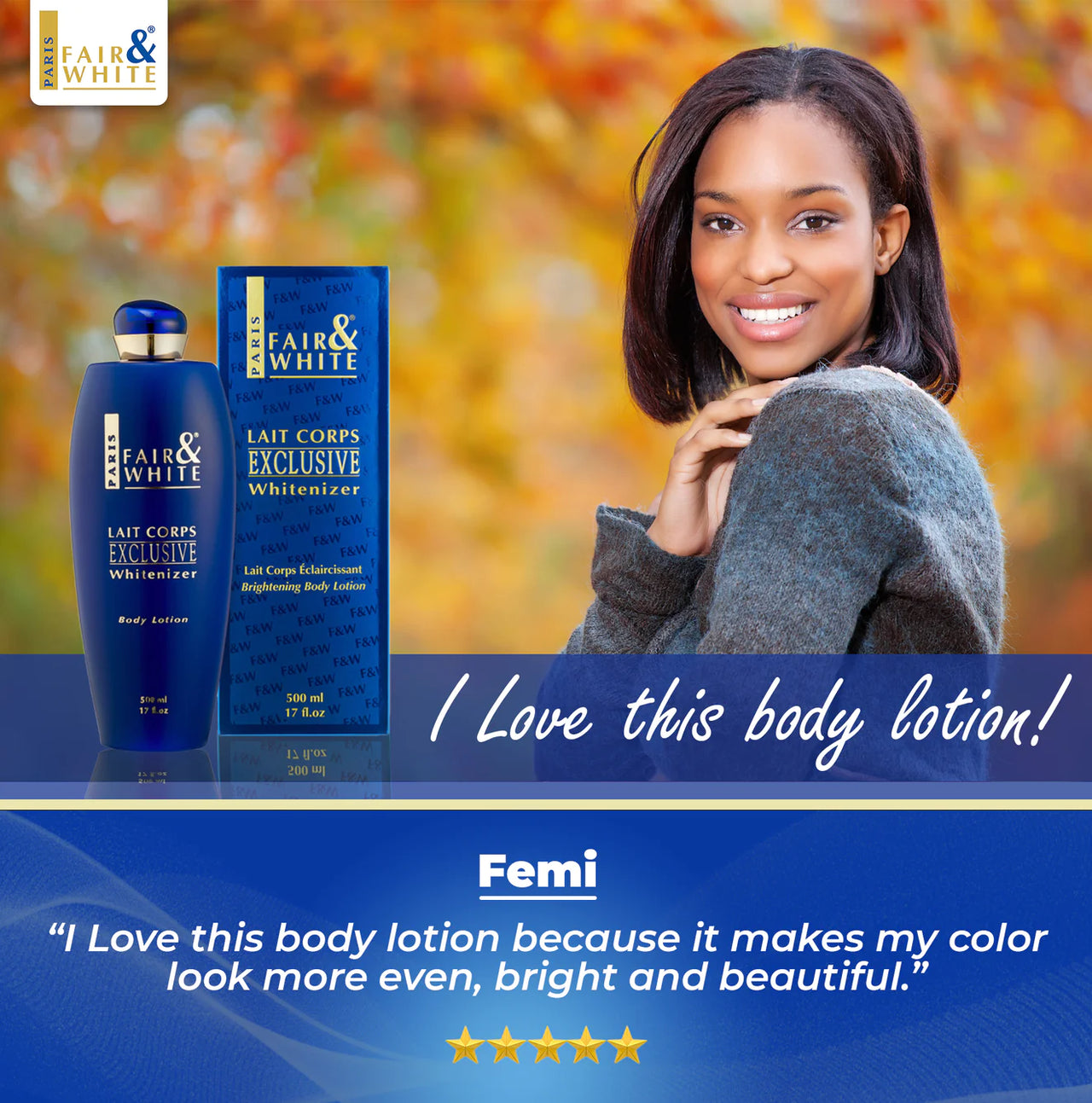 FAIR & WHITE Exclusive Brightening Body Lotion 500ml
Sareya Beauty Supply Store in calgary Alberta canada