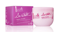 Thumbnail for A pink cosmetic jar and its matching purple box for Fair & White So White! Hydra Sweet moisturizing cream, displayed on a reflective white surface.