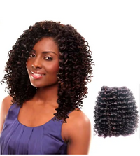 Thumbnail for Woman with styled hair and a close-up of hair extensions on a white background