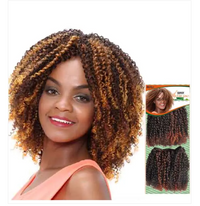 Thumbnail for A woman with a nature-inspired hairstyle wearing brown and beige wavy hair extensions.