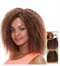 Thumbnail for Woman with curly hair and a close-up of hair extensions on a white background