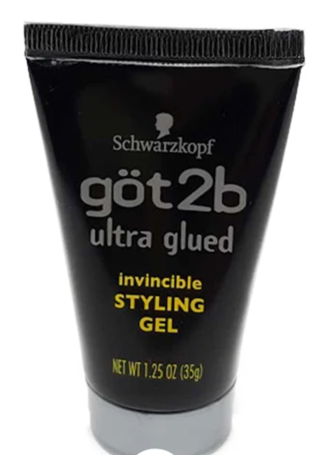 Schwarzkopf got2b ultra glued styling gel container on a white background