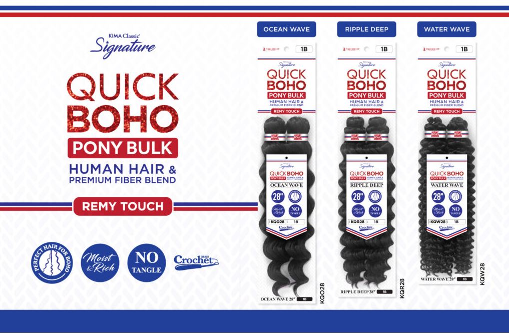 HARLEM 125 KIMA Classic Signature Quick BOHO Pony Bulk – Ocean Wave 28″, Boho Braids, Sareya Beauty supply store in calgary Alberta Canada 