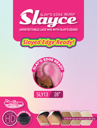 Thumbnail for Slayce wig packaging with pink hair and brand name on a gradient background