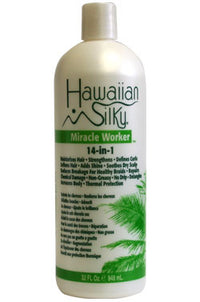Thumbnail for Bottle of Hawaiian Silky Miracle Worker 14 in 1 hair product, with label displaying product information and branding.