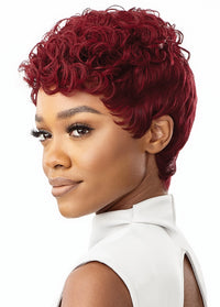 Thumbnail for OUTRE DUBY WIG CLIPPER CUT HUMAN HAIR - RAVEN,SIDE VIEW RED