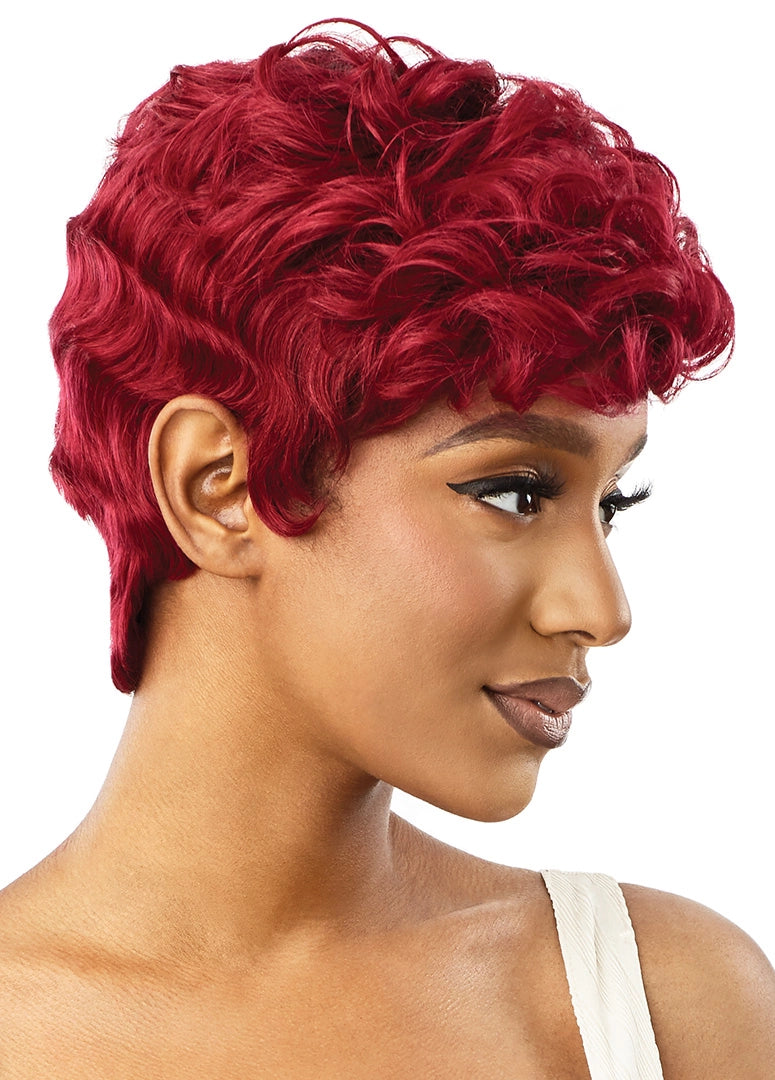 OUTRE DUBY WIG CLIPPER CUT HUMAN HAIR- SAYRA, SIDE VIEW RED