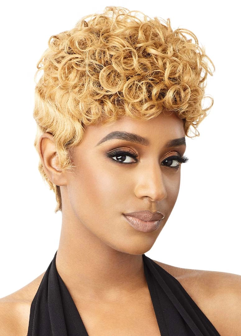 OUTRE FAB & FLY FULL CAP WIG COLOR QUEEN HUMAN HAIR - SOFINA, RIGHT SIDE BLONDE