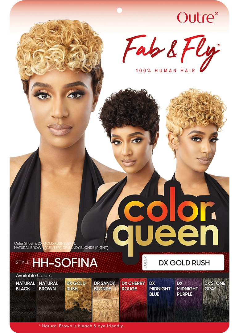 OUTRE FAB & FLY FULL CAP WIG COLOR QUEEN HUMAN HAIR - SOFINA, BOX LABEL