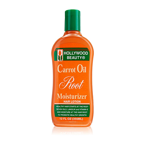 Hollywood Beauty Carrot Oil Root Moisturizer hair lotion bottle on a white background
