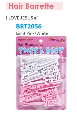 BARRETTE [I LOVE JESUS LIGHT PINK/WHITE]