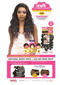 Thumbnail for JANET COLLECTION 13X5' Ear-To- Ear Invisible Lace Frontal Brazilian Body Wave Bundle-3PCS 16 18 20
