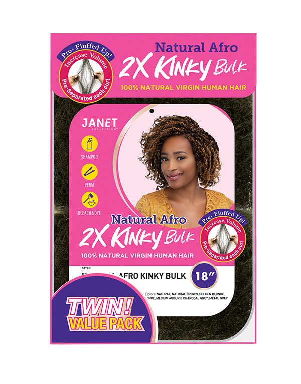 JANET COLLECTION 2X Kinky Natural Afro Bulk Braiding Hair 12"