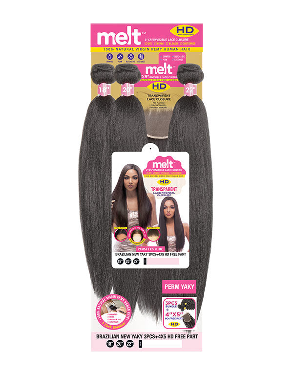 JANET COLLECTION Melt 4X5" Invisible Lace Closure Brazilian New Yaky 14 16 18