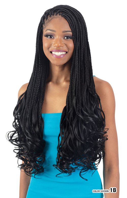 SHAKE N GO FREETRESS 3X FRENCH CURL BRAID 22", BRAIDED FRONT VIEW