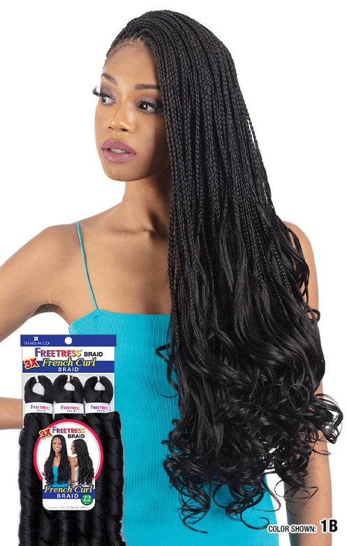 SHAKE N GO FREETRESS 3X FRENCH CURL BRAID 22", FRONT VIEW - Hair & Beauty Supply store