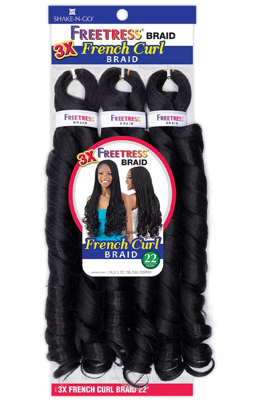 SHAKE N GO FREETRESS 3X FRENCH CURL BRAID 22", BOX VIEW