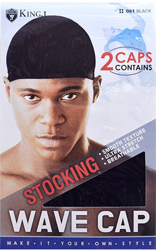 King.J Stocking Wave Cap(2pc)- black