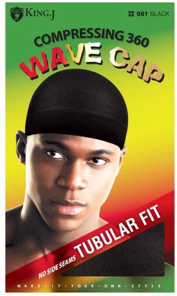 KING. J Compression 360 Wave Cap No side Seams Tubular Fit- Black , Sareya Beauty Supply Store in Calgary Alberta Canada 
