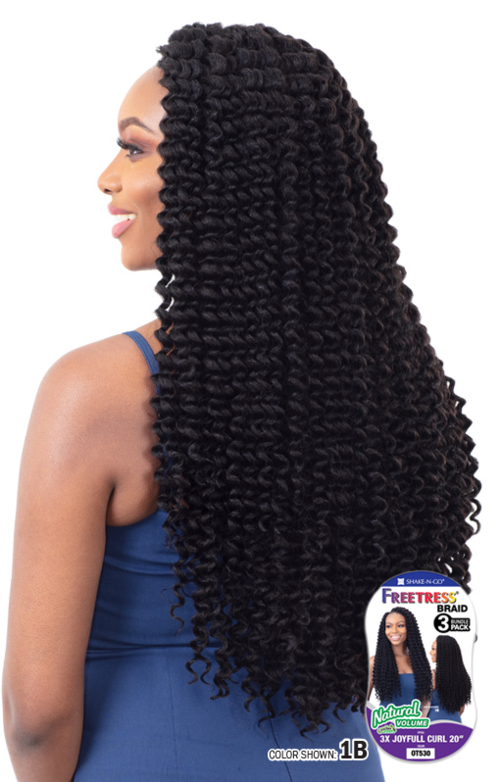 SHAKE N GO FREETRESS CROCHET BRAIDS 3X JOYFULL CURL 20", SIDE VIEW