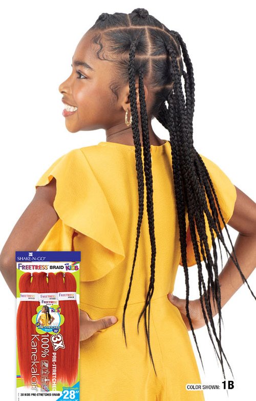 SHAKE N  GO FREETRESS EQUAL KIDS 3X PRE-STRETCHED BRAIDS 14", SIDE VIEW