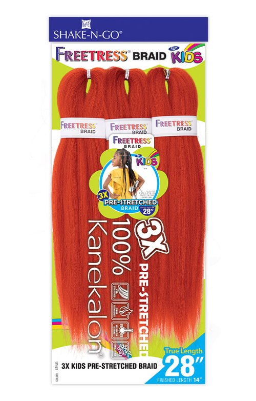 SHAKE N  GO FREETRESS EQUAL KIDS 3X PRE-STRETCHED BRAIDS 14", PACK VIEW