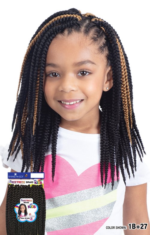 SHAKE N GO FREETRESS EQUAL 3X KIDS-BOX BRAID 9", STYLED VIEW