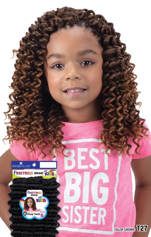 SHAKE N GO FREETRESS EQUAL 3X KIDS-DEEP TWIST 8", STYLED VIEW