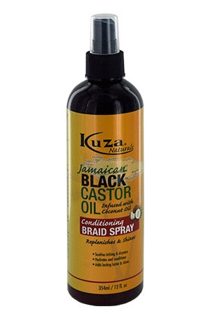 KUZA BLACK CASTOR OIL CONDITIONING BRAID SPRAY- 12 OZ