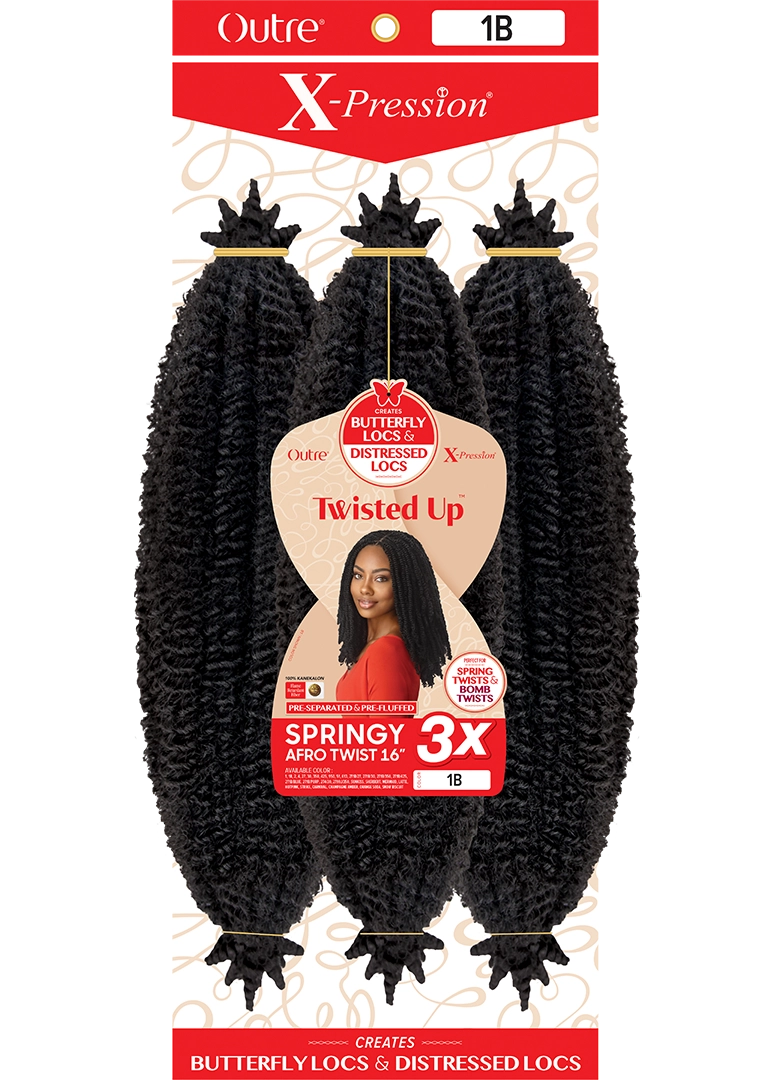 OUTRE 3X X-PRESSION TWISTED UP SPRINGY AFRO TWIST 16", FULL PACK