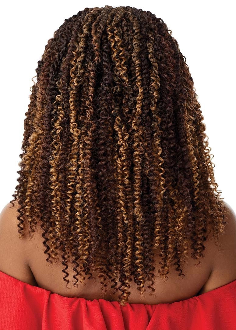 OUTRE X-PRESSION TWISTED UP BRAIDED LACE FRONT WIG 4X4 KINKY BOHO PASSION WATER WAVE 18", BACK VIEW