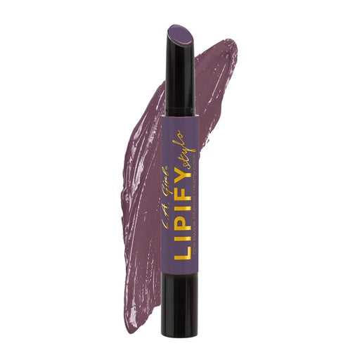 Lipstick with purple shade and 'Lipify' branding on a white background