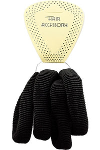 Thumbnail for Black ribbed hair accessory clips attached to a beige plastic hanger labeled 'HAIR ACCESSORY' on a white background.