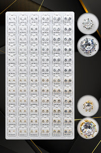 Thumbnail for A display of various stud earrings, with a combination of gold and silver tones, showcasing different sparkling stone accents.