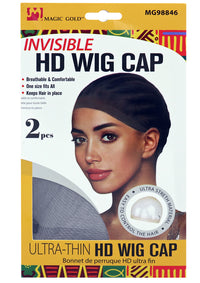 Thumbnail for Package of Magic Gold Invisible HD Wig Cap with a model wearing the cap on the front.