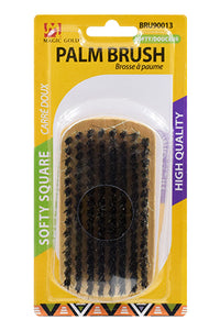 Thumbnail for A packaged Magic brand palm square brush, with black bristles and a beige handle, displayed in a clear plastic case with yellow and purple labeling.